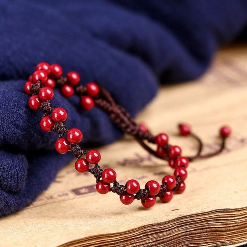 Women'S Fashion Jewellery - Cinabrio rojo Natural personalizado, pulsera de