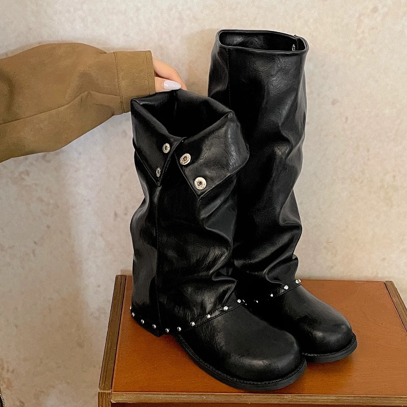 Women'S Fashion Knee High Boots - Botas altas de tubo holgado para