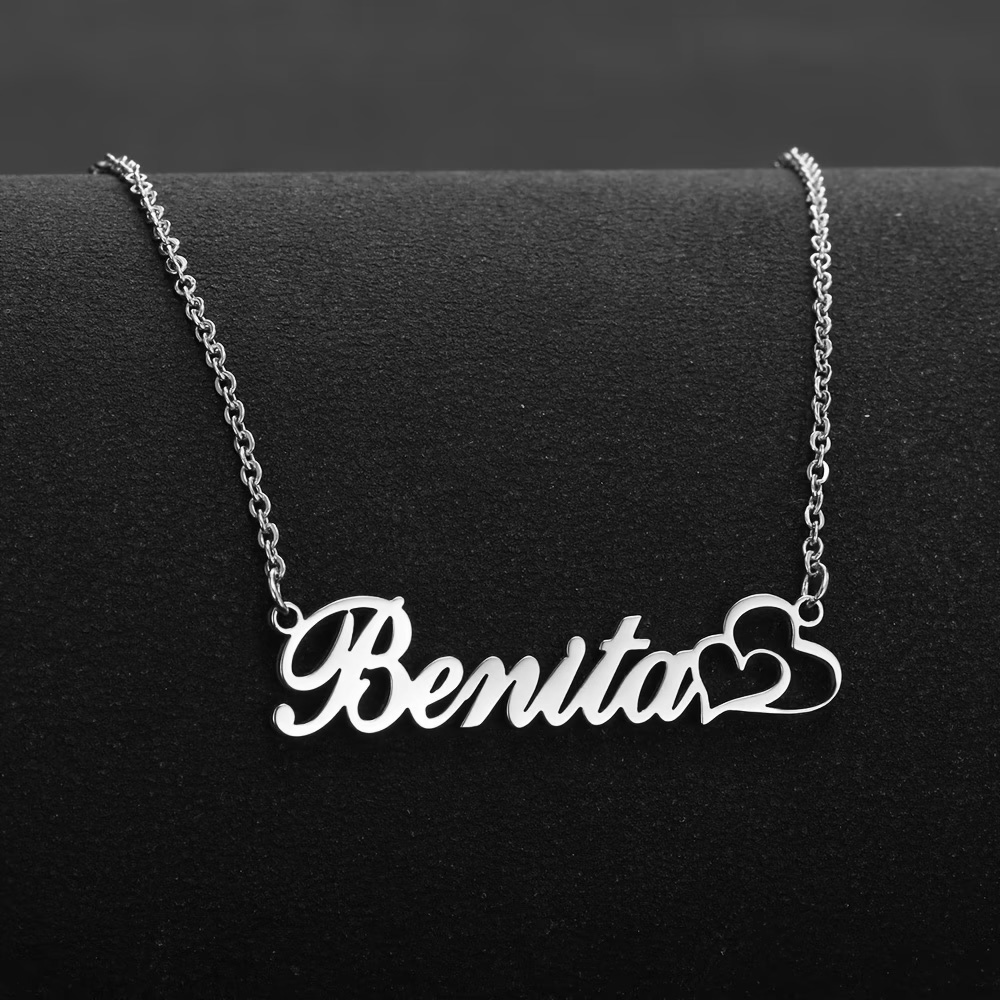 Women Fashion Names - Collar personalizado con doble corazón y