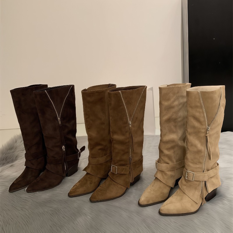Women'S Fashion Knee High Boots - Botas de mujer de cuero de
