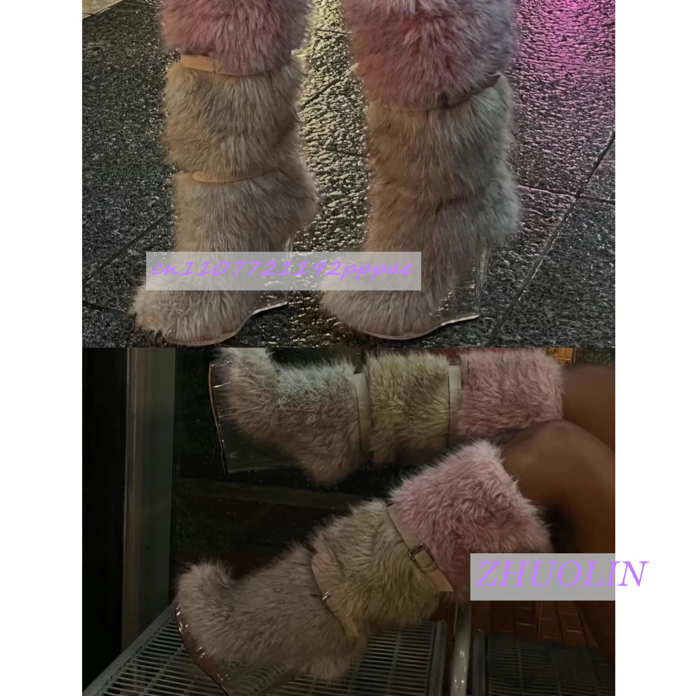 Botas de cuña transparentes pe - Women'S Fashion Knee High Boots reseña y precio