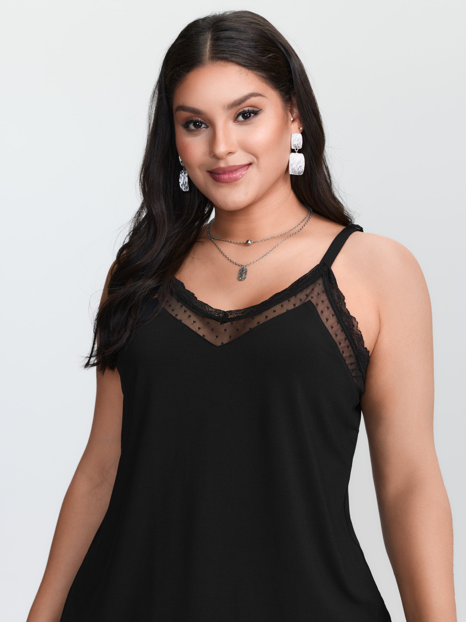 Camisola de punto negra de tal - Lace Trim Cami reseña y precio